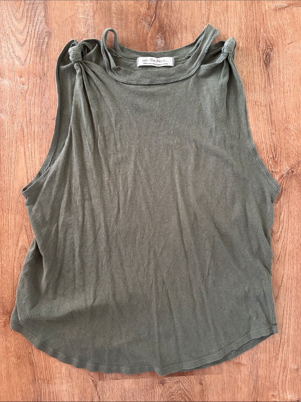 Free People Olive Tie-Shoulder Tank